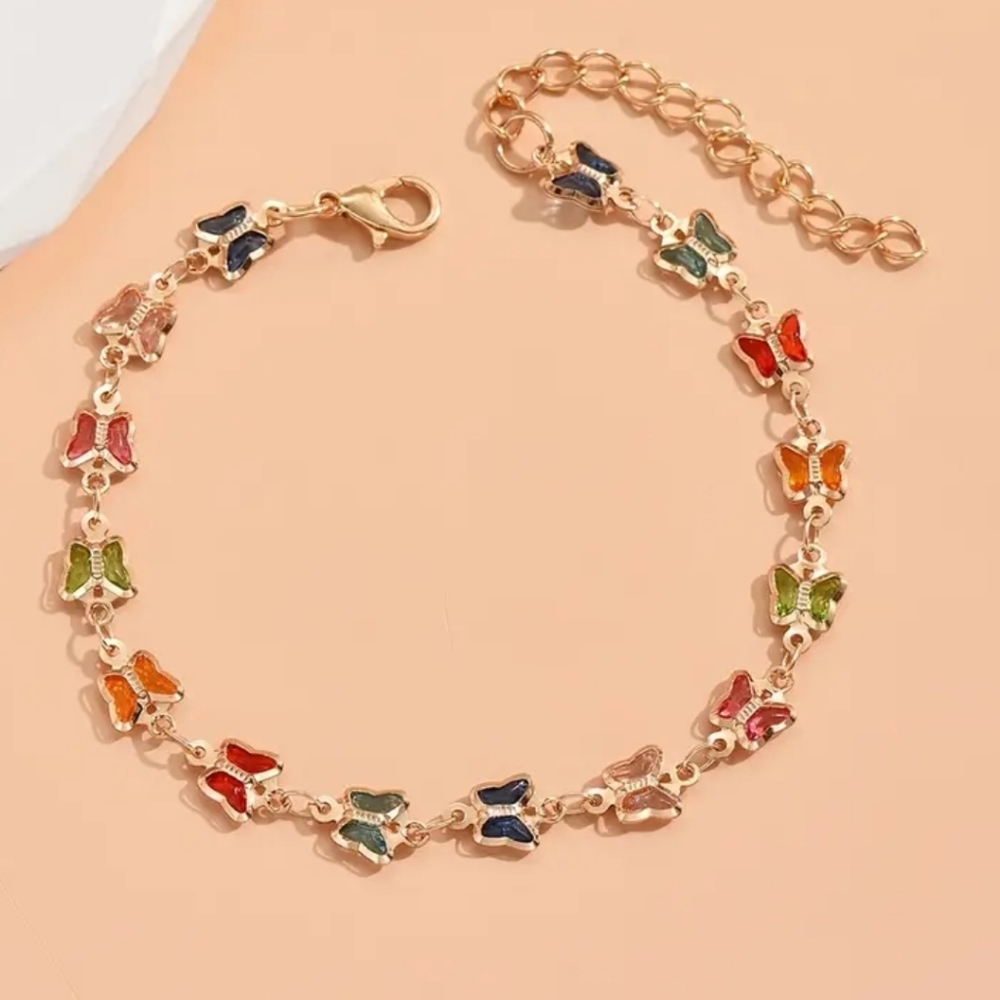Butterfly Rhinestone Ankle Bracelet